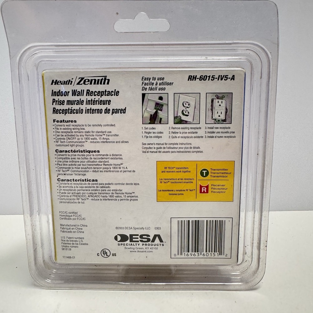 Zenith RH-6015 Wireless Remote Wall Plug Lighting Control System - Picture 4 of 4
